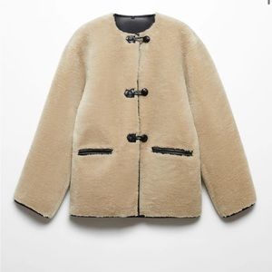 Mango buckle fur coat with appliqués